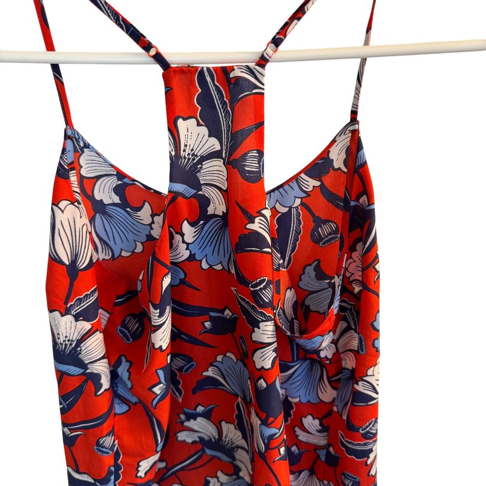 J. Crew Top Women's Red Floral Pattern Spaghetti Strap Sleeveless Sz‎ 10 - Picture 3 of 8
